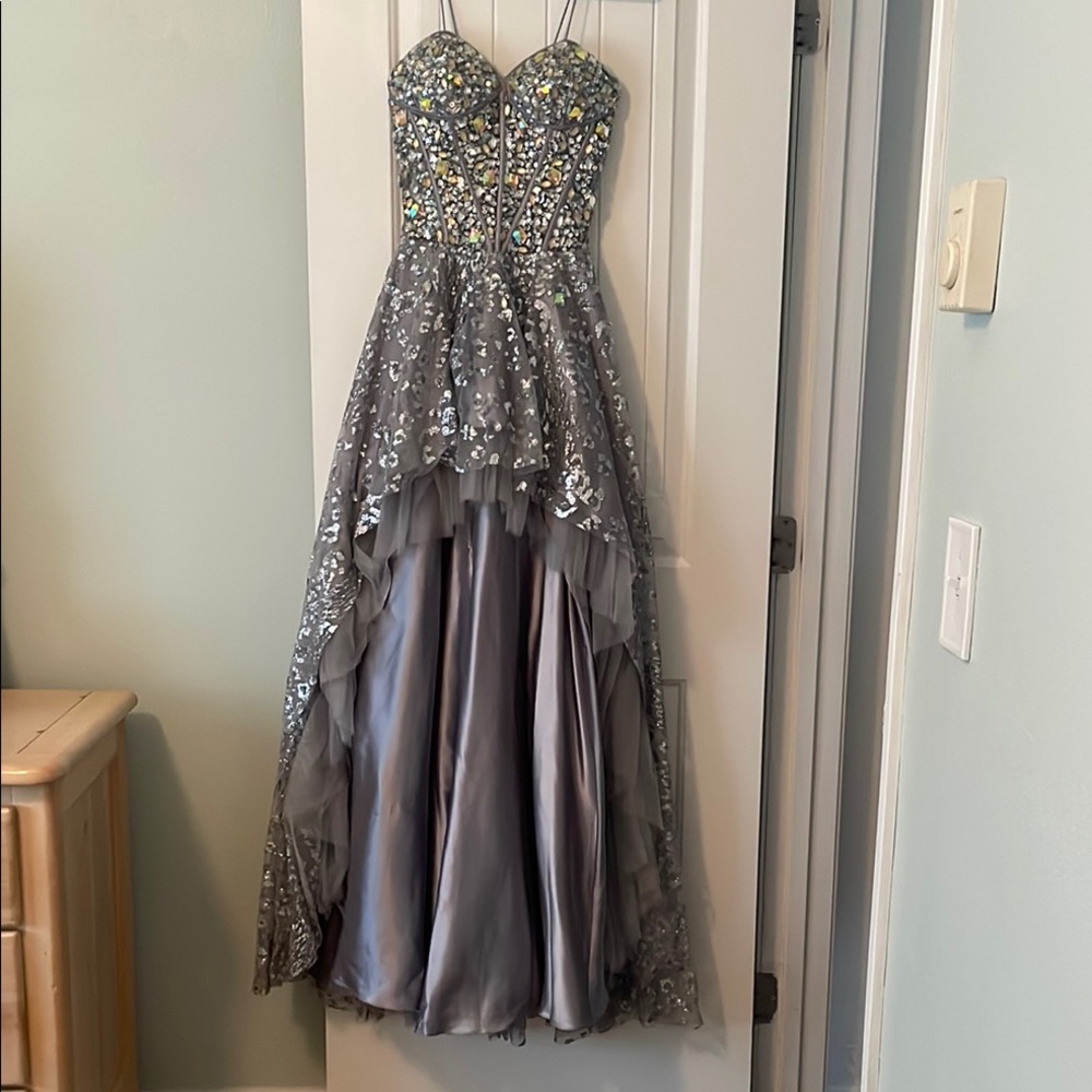 Elegant Gray Floral Gown